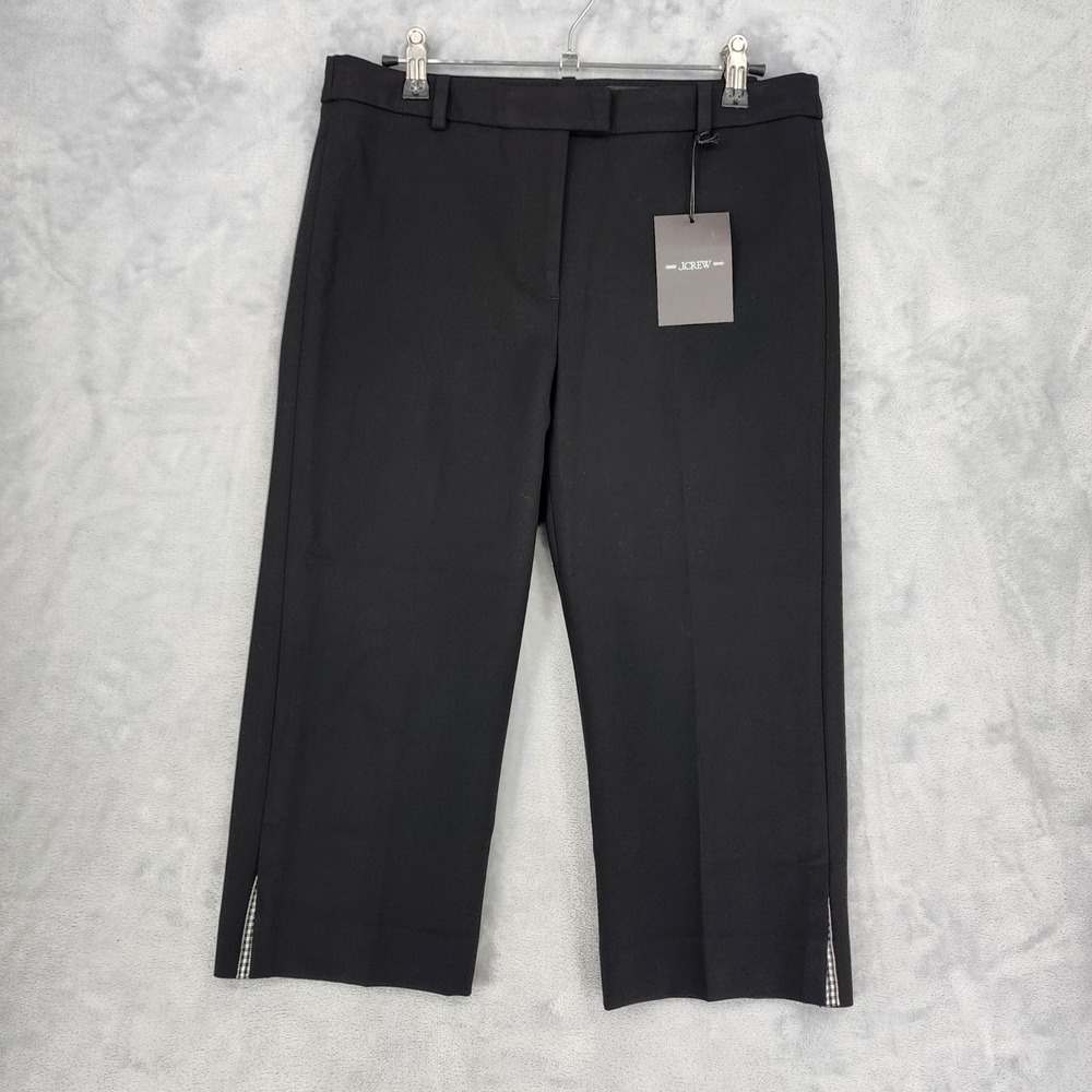 J.Crew Capri Pants Womens Size 4 Black Gingham Trim Four Season Stretch Carreman